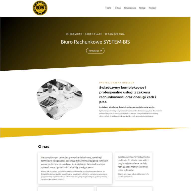 Strona wizytówka biura rachunkowego systembis.pl