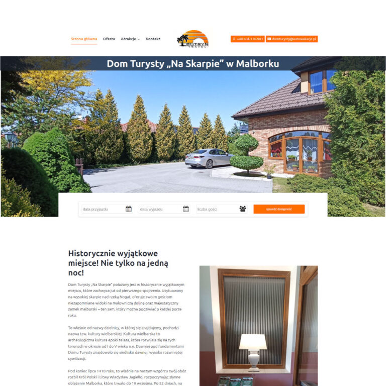Strona Domu Turysty na Skarpie z możliwością rezerwacji
